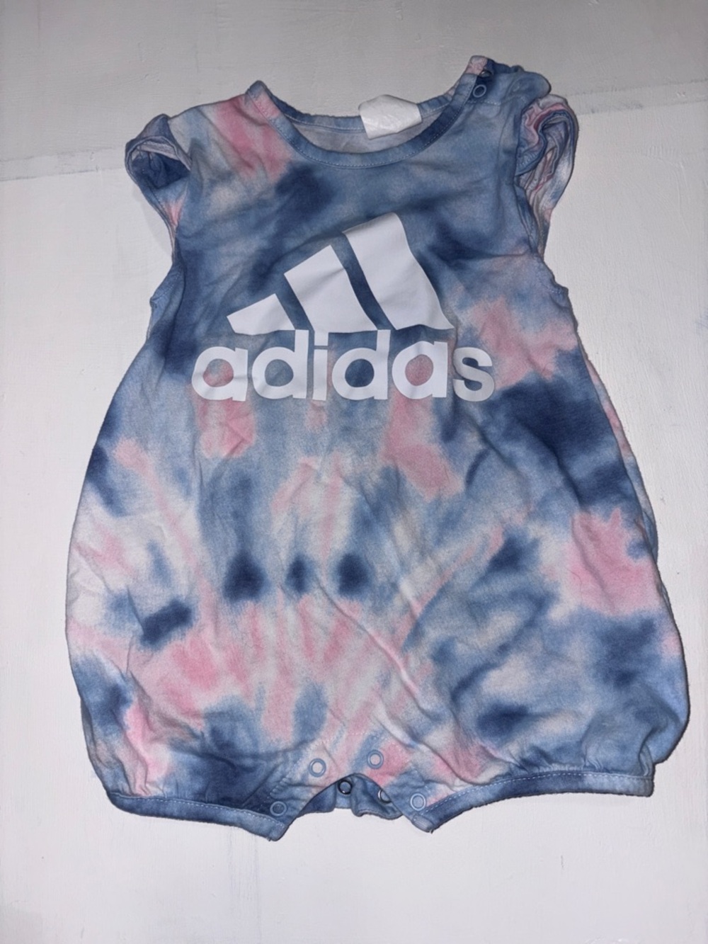 adidas Tie-Dye Baby Romper in Blue & Pink